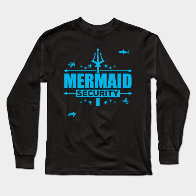 Mens Mermaid Security Funny Dad Swimming party Gift product Long Sleeve T-Shirt by theodoros20